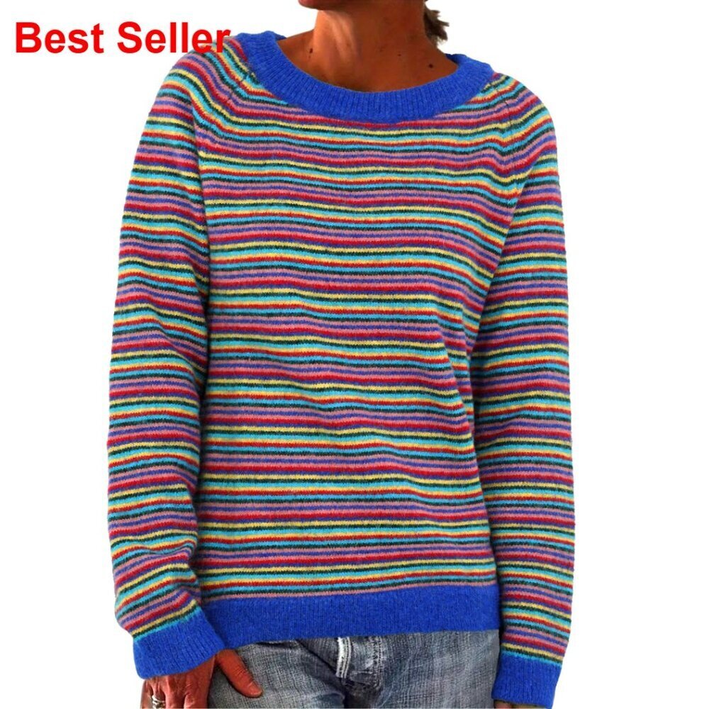 Fair Isle Wool Blend Crewneck Sweater Vintage Pullover Winter Top